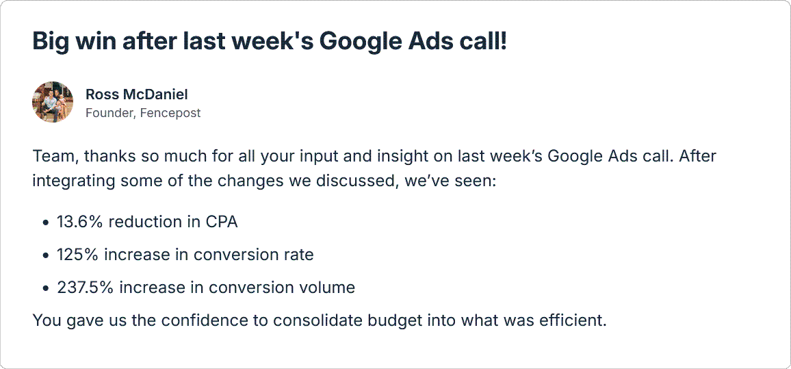 Big conversion wins after Google Ads live call